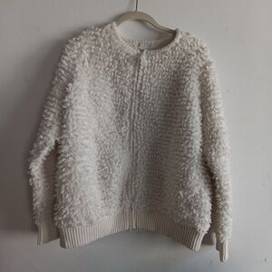 Barefoot Dreams CozyChic Loop Fringe Zip Up Jacket Cream Ivory Size M Teddy
